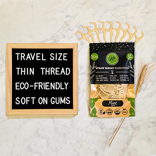 Bamboo Charcoal Toothbrush with Natural Floss Picks, Travel Case & Stand - So...