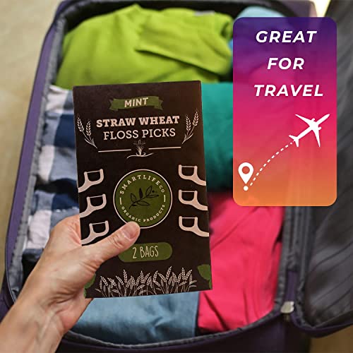Biodegradable Dental Floss Picks - Eco Friendly Plastic Free Handle | Thin Th...