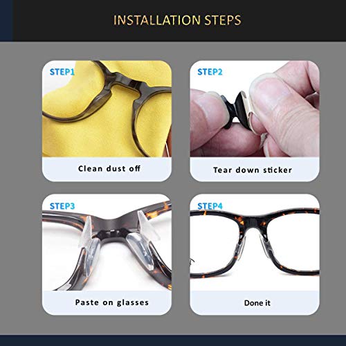 Clear Eyeglass Nose Pads - SMARTTOP Stick on 2.5mm Silicone Anti Slip Adhesiv...