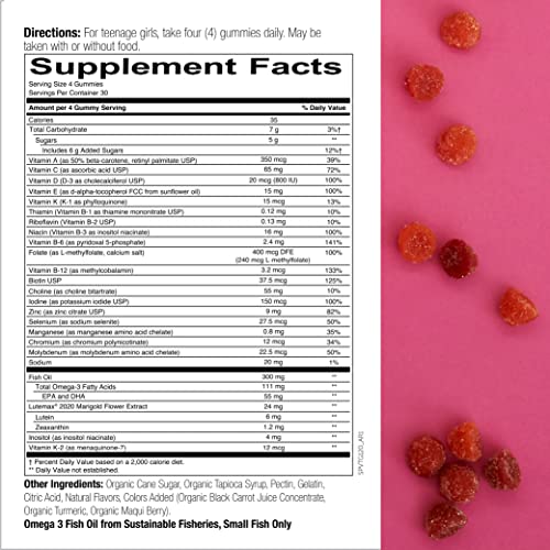SmartyPants Teen Girl Formula, Daily Multivitamin Gummies: Vitamins C, B12, K...