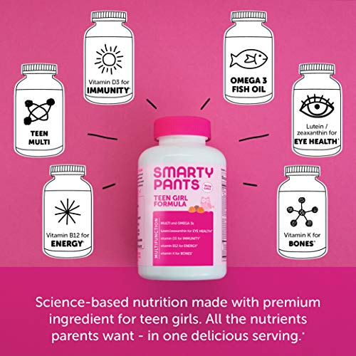 SmartyPants Teen Girl Formula, Daily Multivitamin Gummies: Vitamins C, B12, K...