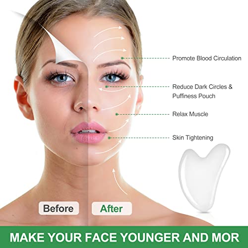 Gua Sha Facial Tools Set of 5 - Natural Jade Gua Sha Massage Broad for SPA Sa...