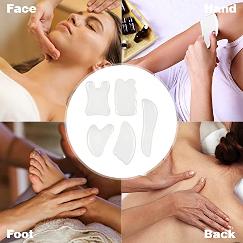 Gua Sha Facial Tools Set of 5 - Natural Jade Gua Sha Massage Broad for SPA Sa...