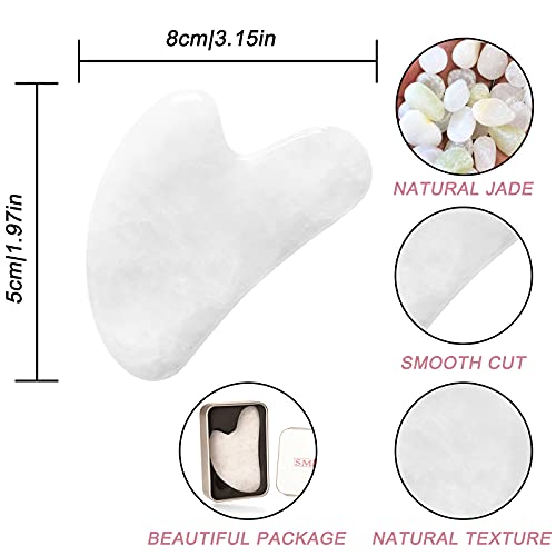 Gua Sha Stones Facial Tool,Natural Jade Stone Guasha Tool for Face and Body S...