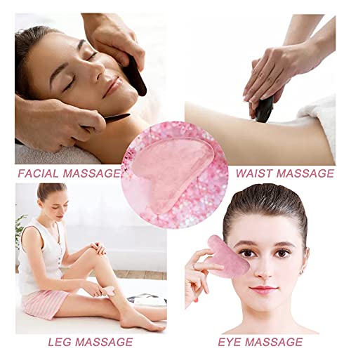 Gua Sha Stones Facial Tool,Natural Jade Stone Guasha Tool for Face and Body S...