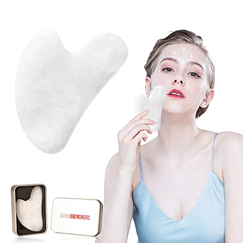 Gua Sha Stones Facial Tool,Natural Jade Stone Guasha Tool for Face and Body S...