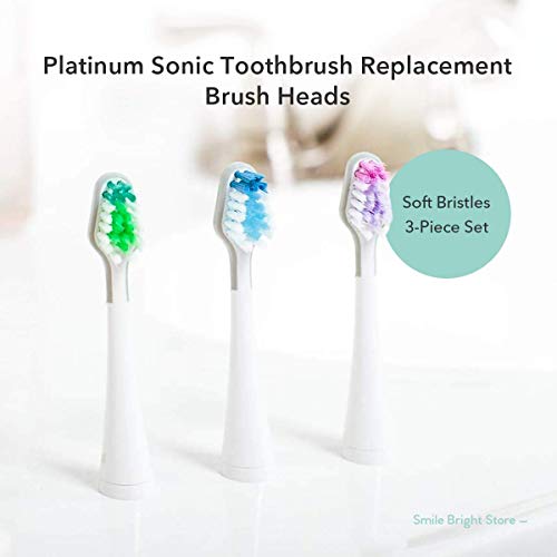 Smile Bright Store Platinum Sonic Toothbrush Replacement Brush Heads - Soft B...