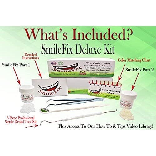 SmileFix Color Matching Deluxe Dental Repair Kit - Missing or broken tooth. G...