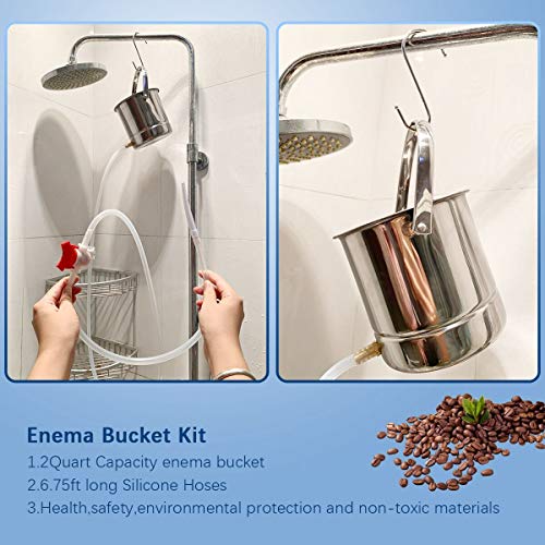 Smokitcen Coffee Enema Bucket Kit Stainless Steel 2 Quart Capacity for Cleans...