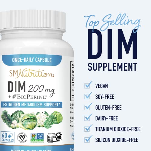 DIM Supplement 200mg - DIM Diindolylmethane Plus BioPerine 60-Day Supply of D...