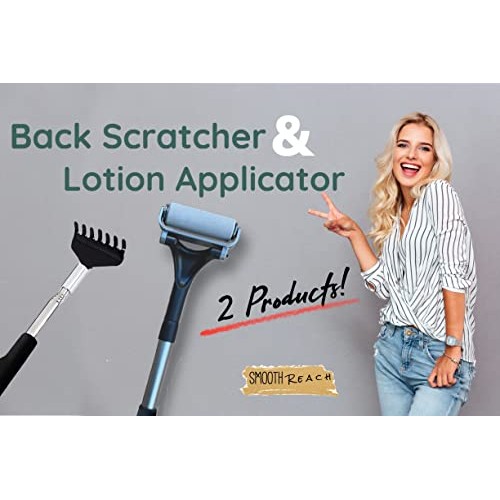 Back Scratcher & Lotion Applicator for Back and Legs; Long Handle Roller Spon...