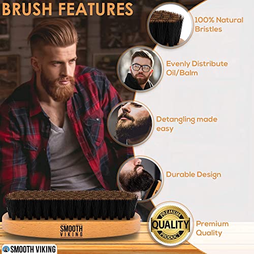 Beard Brush and Comb - Natural Boar Bristle Beard Brush & Beard Comb for Men ...