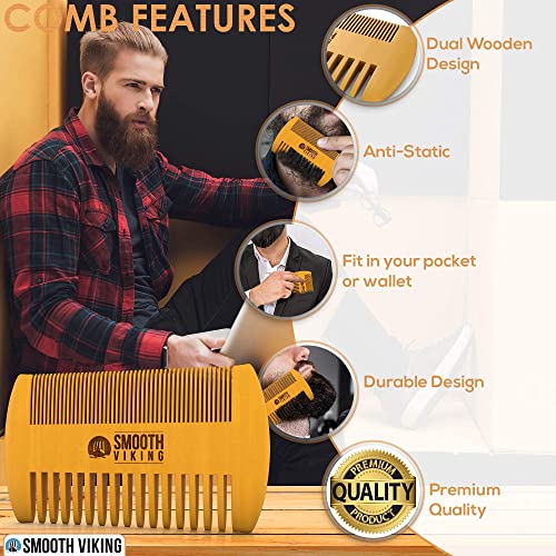Beard Brush and Comb - Natural Boar Bristle Beard Brush & Beard Comb for Men ...