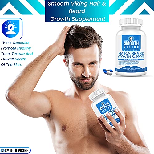 Beard Growth Supplement - Hair Growth Vitamins for Men (60 Capsules) - 5000 M...