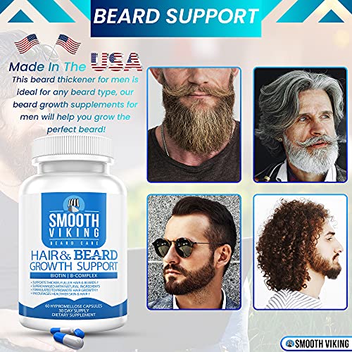 Beard Growth Supplement - Hair Growth Vitamins for Men (60 Capsules) - 5000 M...