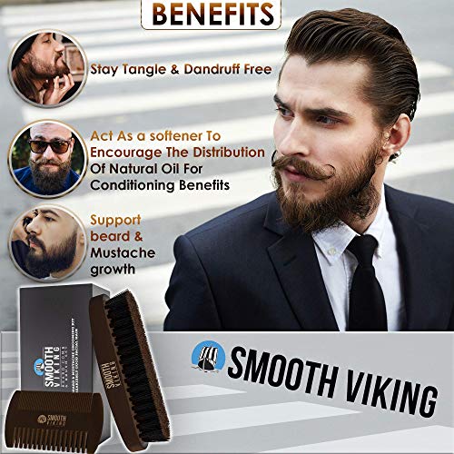 Boar Bristle Beard & Mustache Brush - Beard Brush for Men Perfect for Beard G...