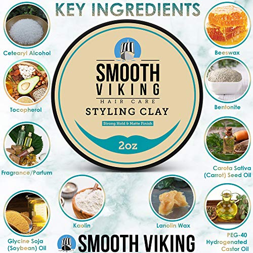 Hair Clay For Men | Smooth Viking Clay Pomade for Matte Finish & Strong Hold ...