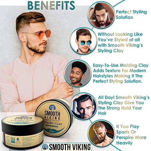 Hair Clay For Men | Smooth Viking Clay Pomade for Matte Finish & Strong Hold ...