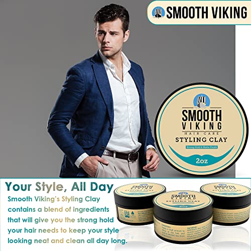 Hair Clay For Men | Smooth Viking Clay Pomade for Matte Finish & Strong Hold ...