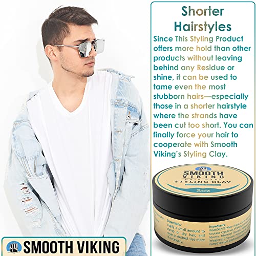 Hair Clay For Men | Smooth Viking Clay Pomade for Matte Finish & Strong Hold ...