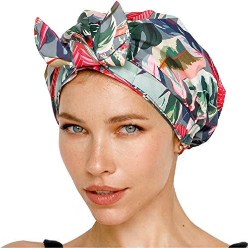 Reusable Shower cap For Women, Waterproof Turban Shower Cap For Long Hair Wom...