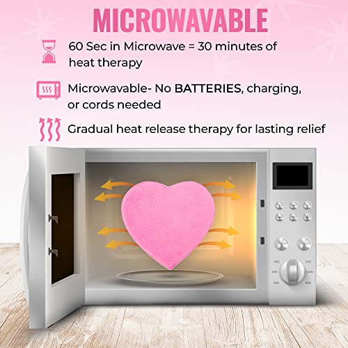 Love Ease Heart Shaped Microwavable Period Heating Pad for Cramps, Menstrual ...