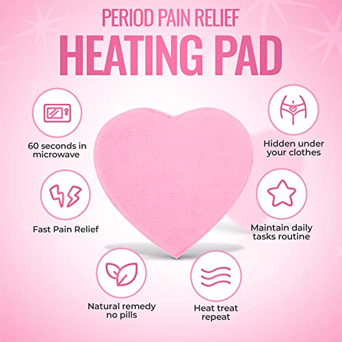Love Ease Heart Shaped Microwavable Period Heating Pad for Cramps, Menstrual ...
