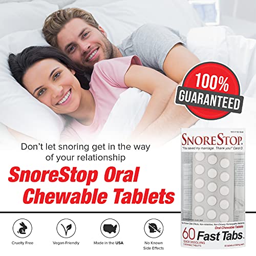 SnoreStop FastTabs Snoring Solution - Anti Snoring Oral Chewable Tablets, Dev...