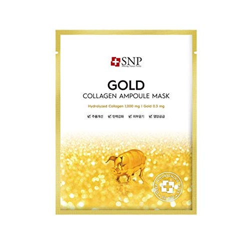 SNP - Gold Collagen Ampoule Anti-Aging Korean Face Sheet Mask - Plumps & Tigh...