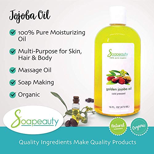 JOJOBA OIL Organic Cold Pressed Unrefined | 100% Pure Natural Golden Jojoba O...