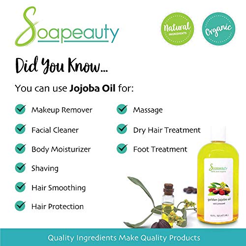 JOJOBA OIL Organic Cold Pressed Unrefined | 100% Pure Natural Golden Jojoba O...