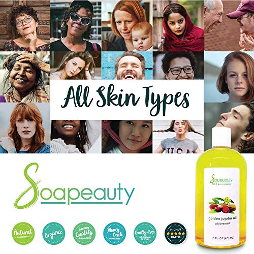 JOJOBA OIL Organic Cold Pressed Unrefined | 100% Pure Natural Golden Jojoba O...