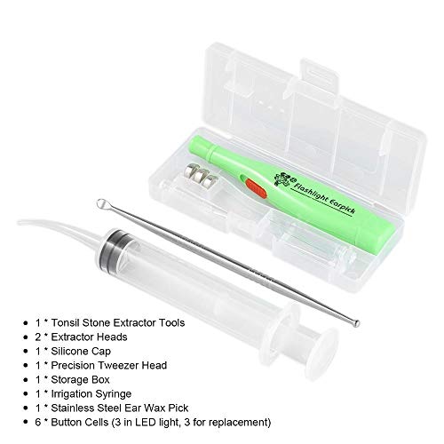 Soapow Tonsil Stone Remover Tool LED Earwax Removal Stainless Steel Remover w...