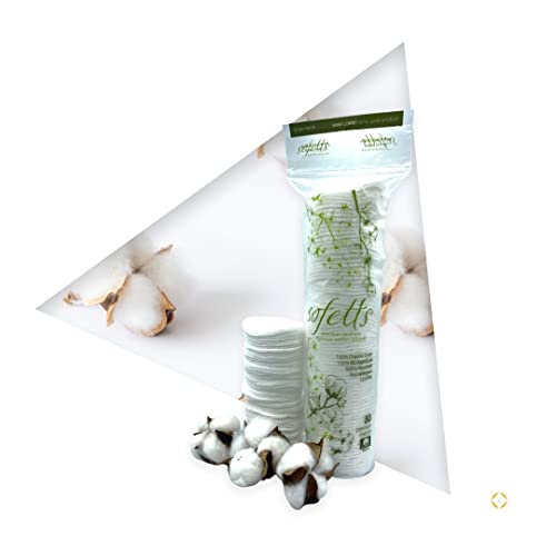 Sofetts Cotton Premium Organic Rounds (80 Counts), Hypoallergenic, Biodegrada...