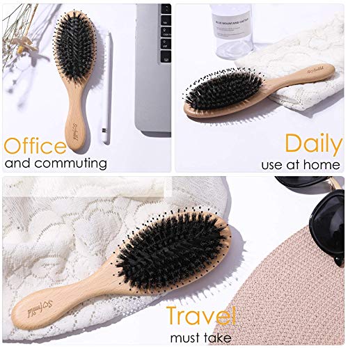Hair Brush-Boar Bristle Hair Brushes for Women Man and Kids, Detangler Brush ...