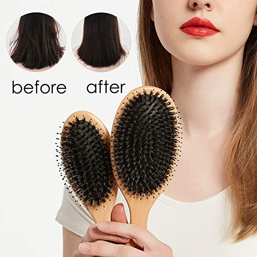 Hair Brush-Boar Bristle Hair Brushes for Women Man and Kids, Detangler Brush ...