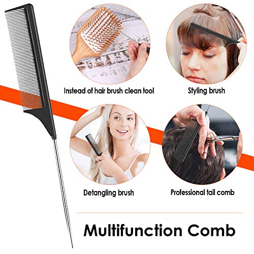 Hair Brush-Natural Wooden Bamboo Brush and Detangle Tail Comb Instead of Brus...