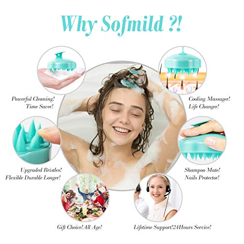 Scalp Massager Shampoo Brush for Men Women Kids Pets Scalp Care Silicone Head...