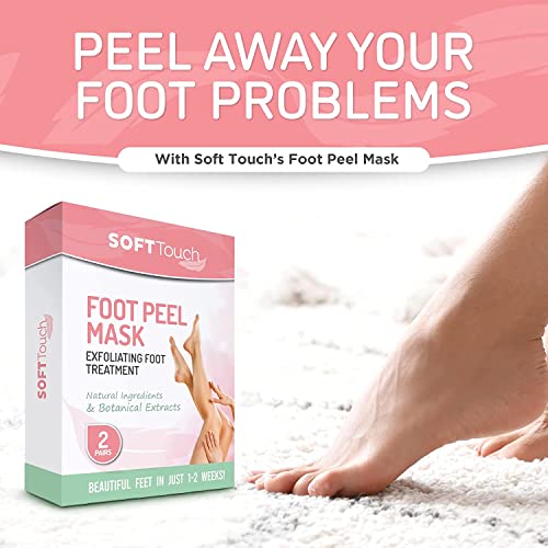 Soft Touch Foot Peel Mask - Pack of 2 Feet Peeling Masks for Dry, Cracked Hee...