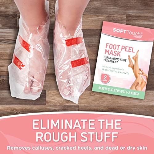 Soft Touch Foot Peel Mask - Pack of 2 Feet Peeling Masks for Dry, Cracked Hee...