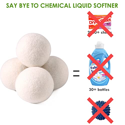 Wool Dryer Balls Organic 4 Pack XL,Laundry Dryer Balls,100% New Zealand Wool ...