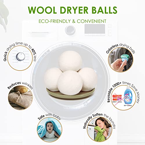 Wool Dryer Balls Organic 4 Pack XL,Laundry Dryer Balls,100% New Zealand Wool ...
