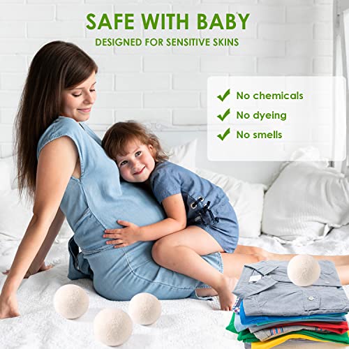 Wool Dryer Balls Organic 4 Pack XL,Laundry Dryer Balls,100% New Zealand Wool ...