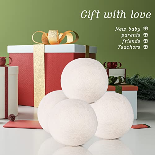 Wool Dryer Balls Organic 4 Pack XL,Laundry Dryer Balls,100% New Zealand Wool ...