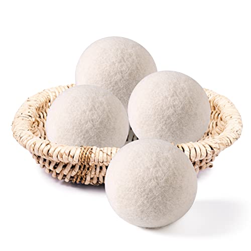 Wool Dryer Balls Organic 4 Pack XL,Laundry Dryer Balls,100% New Zealand Wool ...