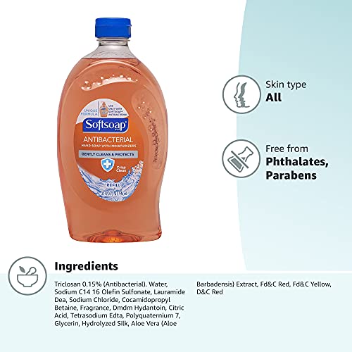 Softsoap Antibacterial Liquid Hand Soap Refill, Crisp Clean - 32 Fluid Ounce