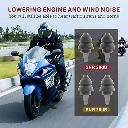 Motorcycle Ear Plugs 2 Pairs, Wind Noise Reduction & Premium Hearing Protecti...
