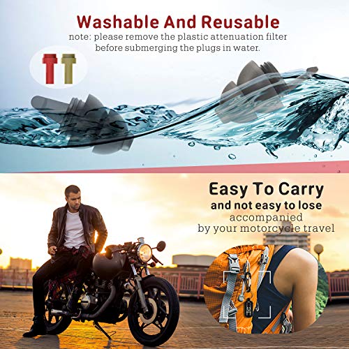 Motorcycle Ear Plugs 2 Pairs, Wind Noise Reduction & Premium Hearing Protecti...