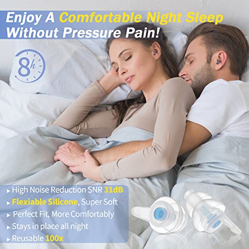 Small Ear Plugs for Sleeping Noise Cancelling, 2 Pairs Reusable Soft Silicone...