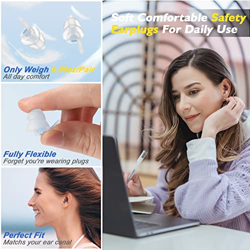 Small Ear Plugs for Sleeping Noise Cancelling, 2 Pairs Reusable Soft Silicone...